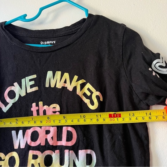 🌼 5/$25 Old Navy Girls Long Sleeve Graphic Tee Shirt Black  Tie Dye Font Size 8 - Picture 7 of 7